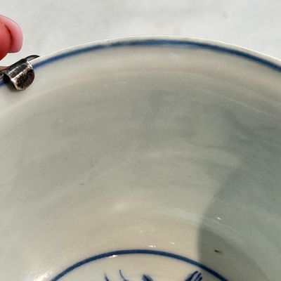 A Chinese blue and white silver-mounted 'Monkeys and Deer' bowl — foto 15
