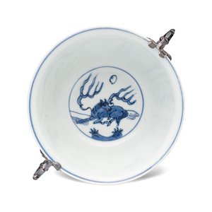 A Chinese blue and white silver-mounted 'Monkeys and Deer' bowl — foto 5