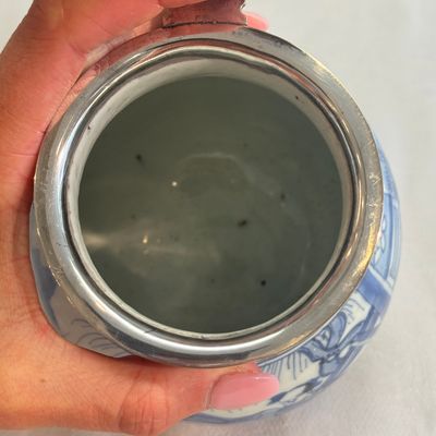 A Chinese blue and white silver-mounted 'Scholars' tankard — photo 13