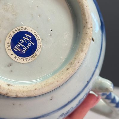 A Chinese blue and white silver-mounted 'Scholars' tankard — photo 18