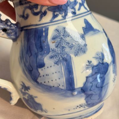 A Chinese blue and white silver-mounted 'Scholars' tankard — photo 4