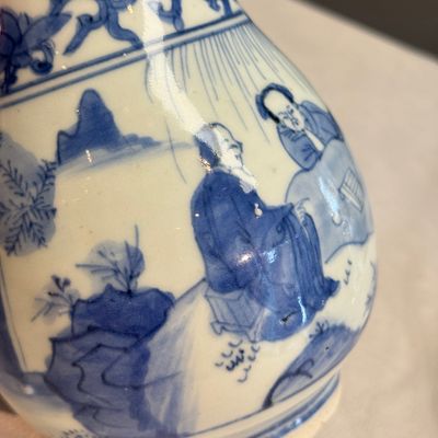 A Chinese blue and white silver-mounted 'Scholars' tankard — photo 6