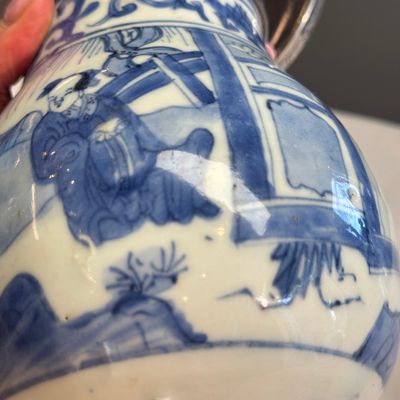 A Chinese blue and white silver-mounted 'Scholars' tankard — photo 8