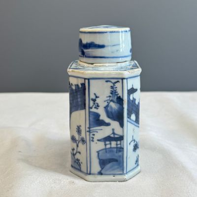 A Chinese blue and white tea caddy and cover — foto 4