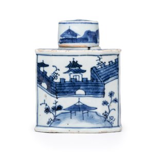 A Chinese blue and white tea caddy and cover — foto 3