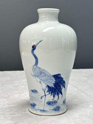 A Chinese blue, white and copper-red 'Crane' vase — photo 1