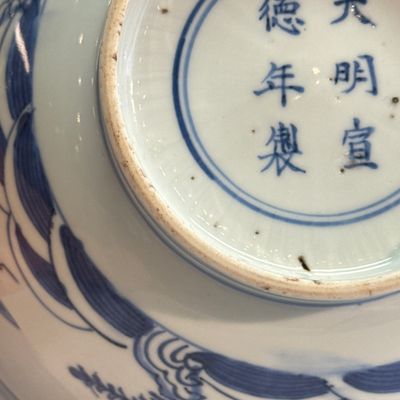 A Chinese blue, white and iron-red 'Fish among Aquatic Plants' bowl — 照片 12