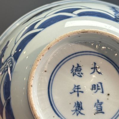 A Chinese blue, white and iron-red 'Fish among Aquatic Plants' bowl — 照片 13
