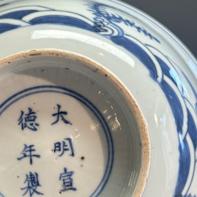 A Chinese blue, white and iron-red 'Fish among Aquatic Plants' bowl — 照片 14