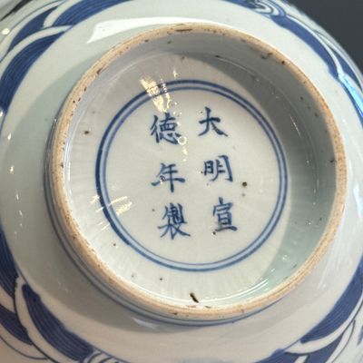 A Chinese blue, white and iron-red 'Fish among Aquatic Plants' bowl — 照片 16