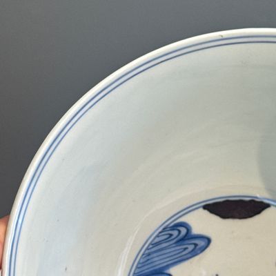 A Chinese blue, white and iron-red 'Fish among Aquatic Plants' bowl — 照片 7