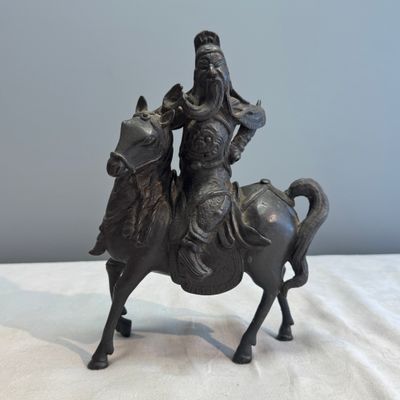 A Chinese bronze model of Guandi on horseback — photo 1