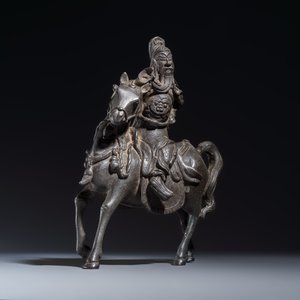 A Chinese bronze model of Guandi on horseback — photo 6