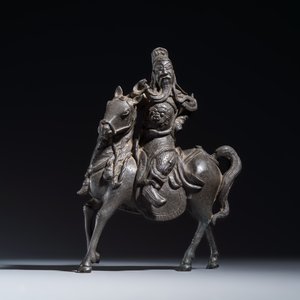 A Chinese bronze model of Guandi on horseback — photo 7