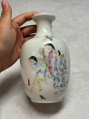 A Chinese famille rose 'Hehe Erxian' and 'Liu Hai' vase — photo 1