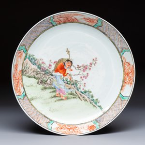 A Chinese famille rose 'Liuhai and the Three-Legged Toad' dish — photo 1