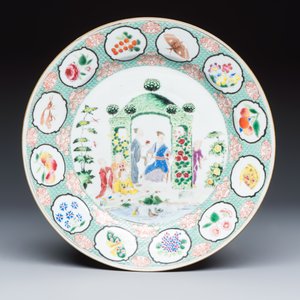 A Chinese famille rose 'arbour' plate after a design by Cornelis Pronk — foto 1