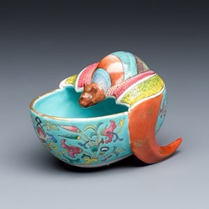 A Chinese famille rose bat-form water pot — photo 1