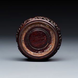 A Chinese famille verte sancai biscuit 'Lotus' teapot on a later wooden stand — photo 8