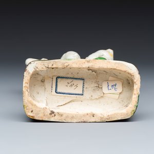 A Chinese famille verte sancai biscuit group of a man embracing a lady — photo 7