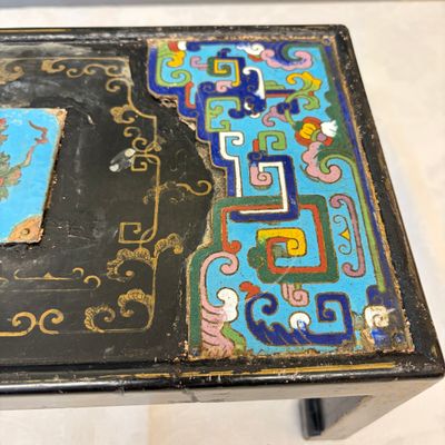 A Chinese miniature lacquer table with cloisonné plaques — photo 6