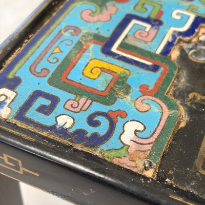A Chinese miniature lacquer table with cloisonné plaques — photo 8