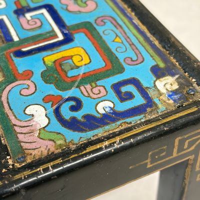 A Chinese miniature lacquer table with cloisonné plaques — photo 9