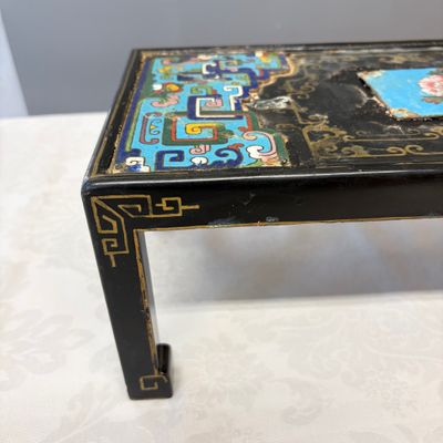 A Chinese miniature lacquer table with cloisonné plaques — photo 2