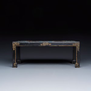A Chinese miniature lacquer table with cloisonné plaques — photo 2