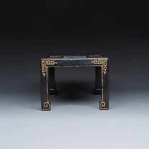 A Chinese miniature lacquer table with cloisonné plaques — photo 3