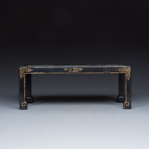A Chinese miniature lacquer table with cloisonné plaques — photo 4