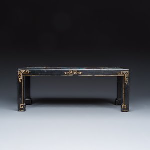 A Chinese miniature lacquer table with cloisonné plaques — photo 5