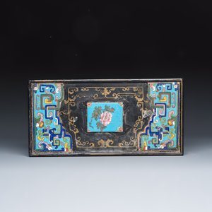 A Chinese miniature lacquer table with cloisonné plaques — photo 6
