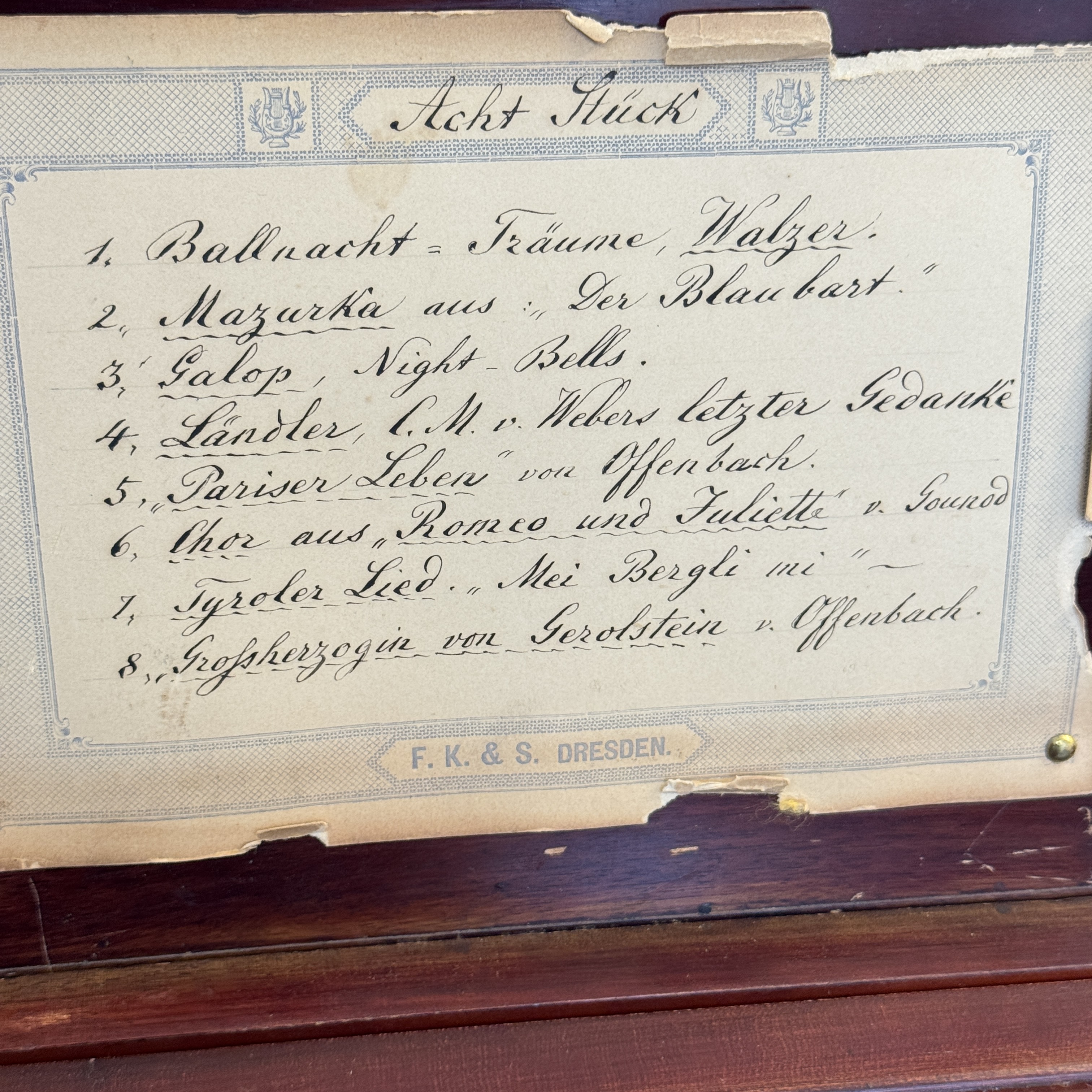 A German cylinder roll music box with 8 tunes — photo 3