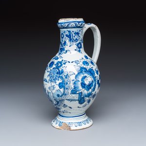 A blue and white Dutch Delft 'Pastoral Landscape' ewer — photo 1