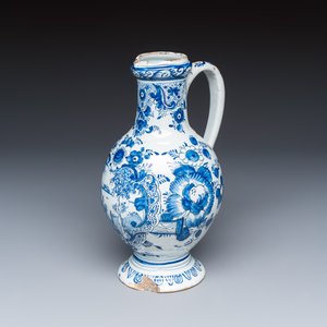 A blue and white Dutch Delft 'Pastoral Landscape' ewer — photo 2
