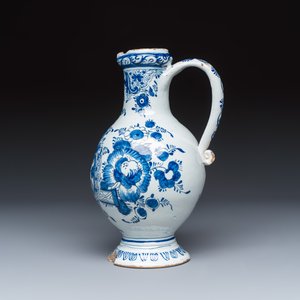 A blue and white Dutch Delft 'Pastoral Landscape' ewer — photo 3