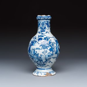 A blue and white Dutch Delft 'Pastoral Landscape' ewer — photo 6