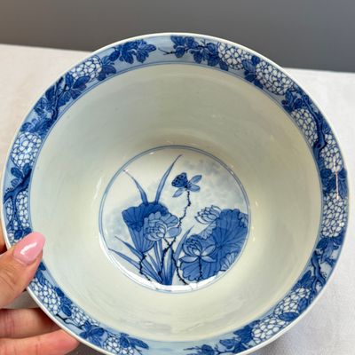 A fine Chinese blue and white 'Herons by a Lotus Pond' bowl — 照片 11
