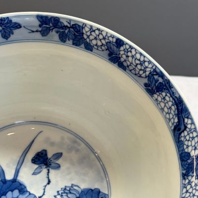 A fine Chinese blue and white 'Herons by a Lotus Pond' bowl — 照片 14