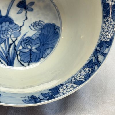 A fine Chinese blue and white 'Herons by a Lotus Pond' bowl — 照片 15