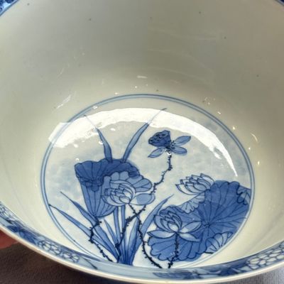 A fine Chinese blue and white 'Herons by a Lotus Pond' bowl — 照片 17