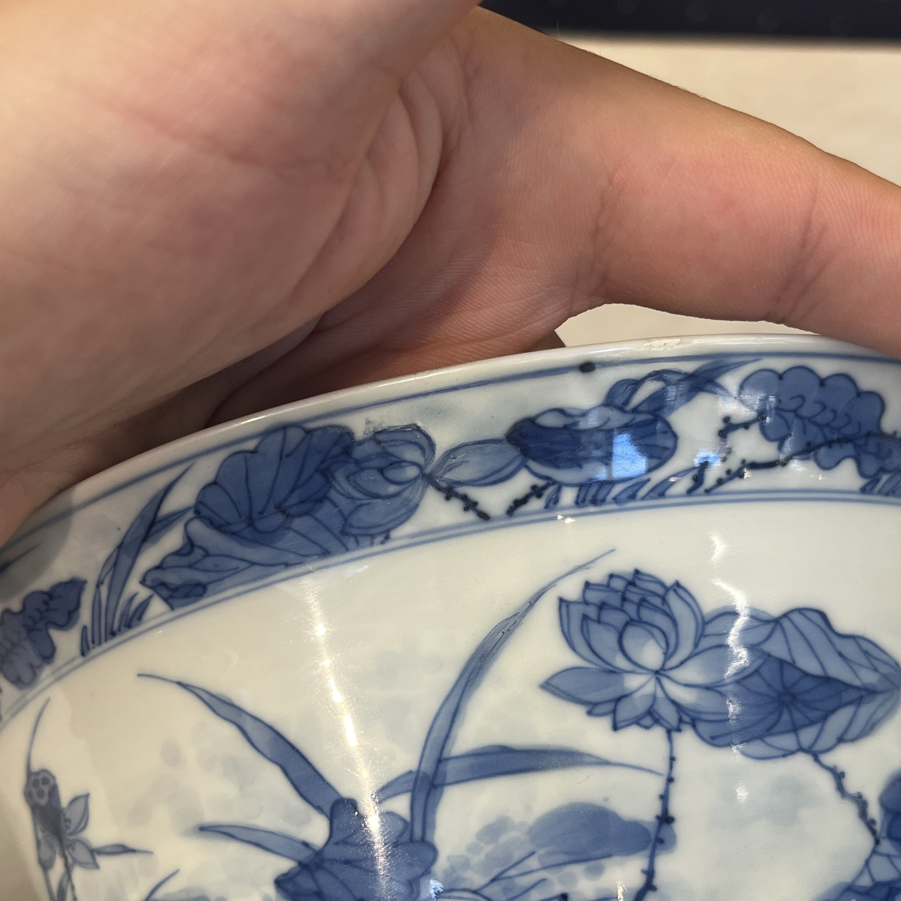 A fine Chinese blue and white 'Herons by a Lotus Pond' bowl — 照片 28
