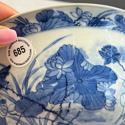 A fine Chinese blue and white 'Herons by a Lotus Pond' bowl — 照片 7