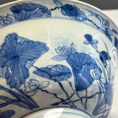 A fine Chinese blue and white 'Herons by a Lotus Pond' bowl — 照片 8