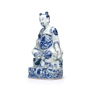 A fine Chinese blue and white figure of the immortal Zhongli Quan — 照片 1