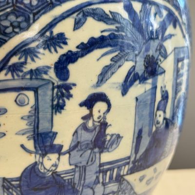 A fine Chinese blue and white vase and cover with narrative design — foto 9