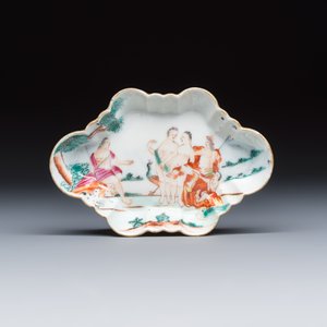 A fine Chinese export porcelain 'Judgement of Paris' spoon tray — 照片 1