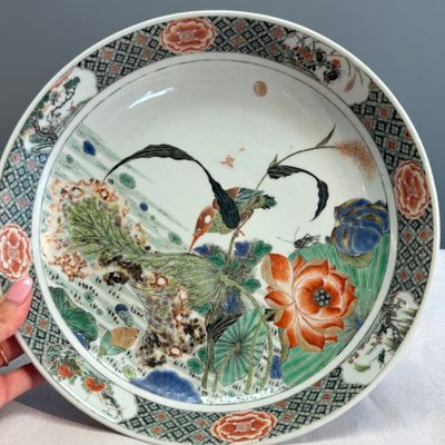 A fine and rare Chinese famille verte 'Kingfisher' dish — photo 1