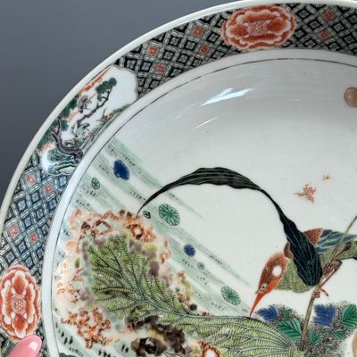 A fine and rare Chinese famille verte 'Kingfisher' dish — photo 3
